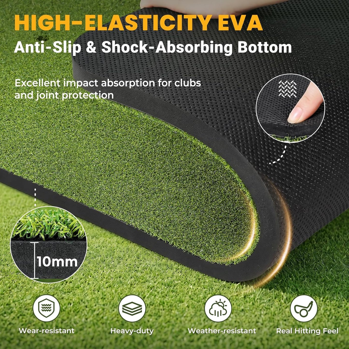SwingRex 5x4FT Golf Practice Mat with Balls, Tees for Indoor & Outdoor Training