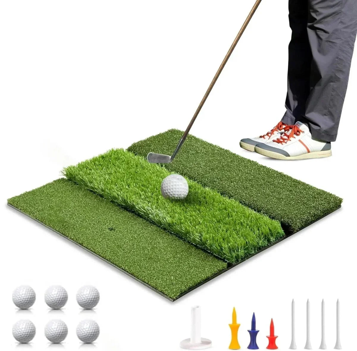 Swingrex 3-in-1 Golf Mat Tri-Turf Practice Set 24