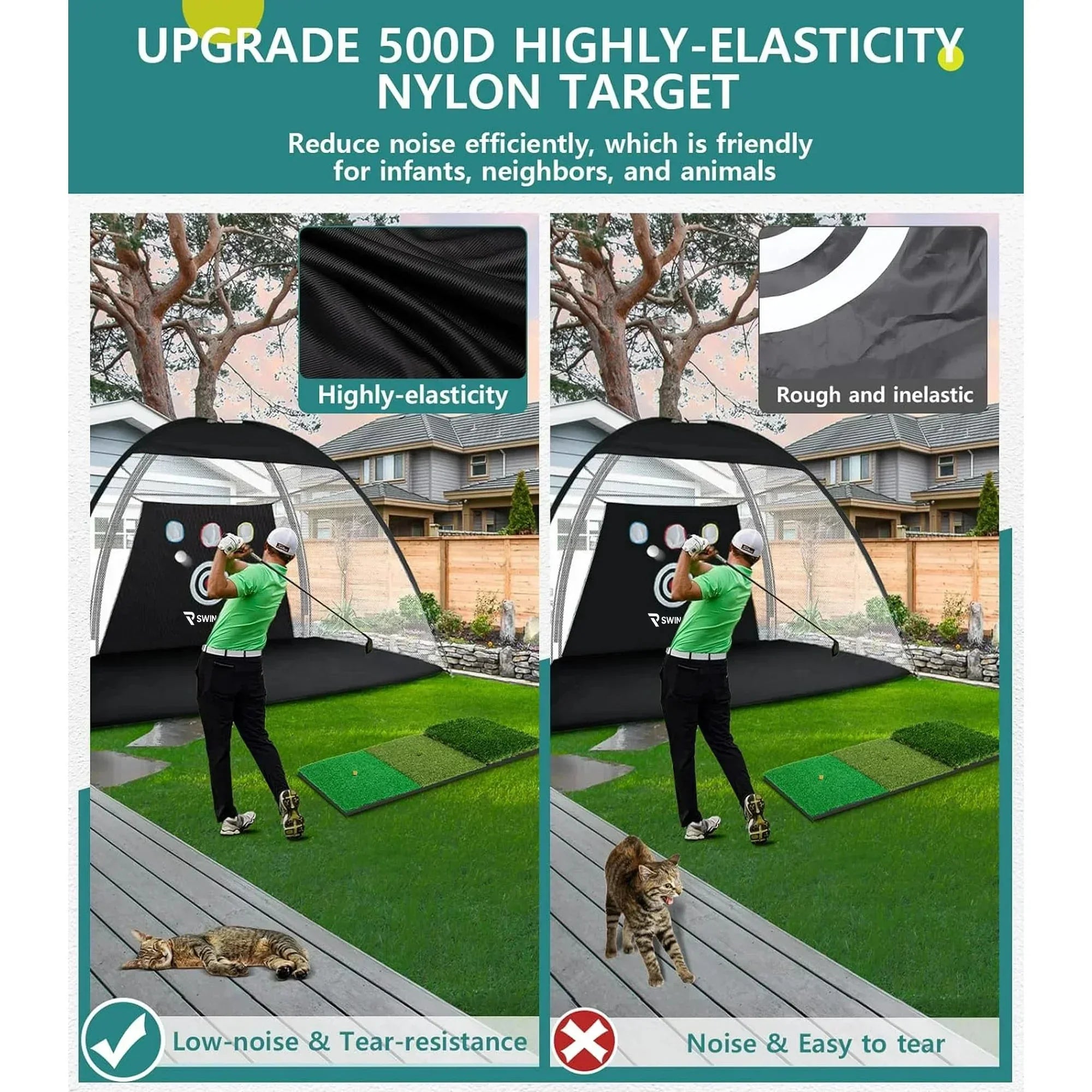 SwingRex 10x7 Golf Practice Net – Golf Hitting Net for Backyard & Gara