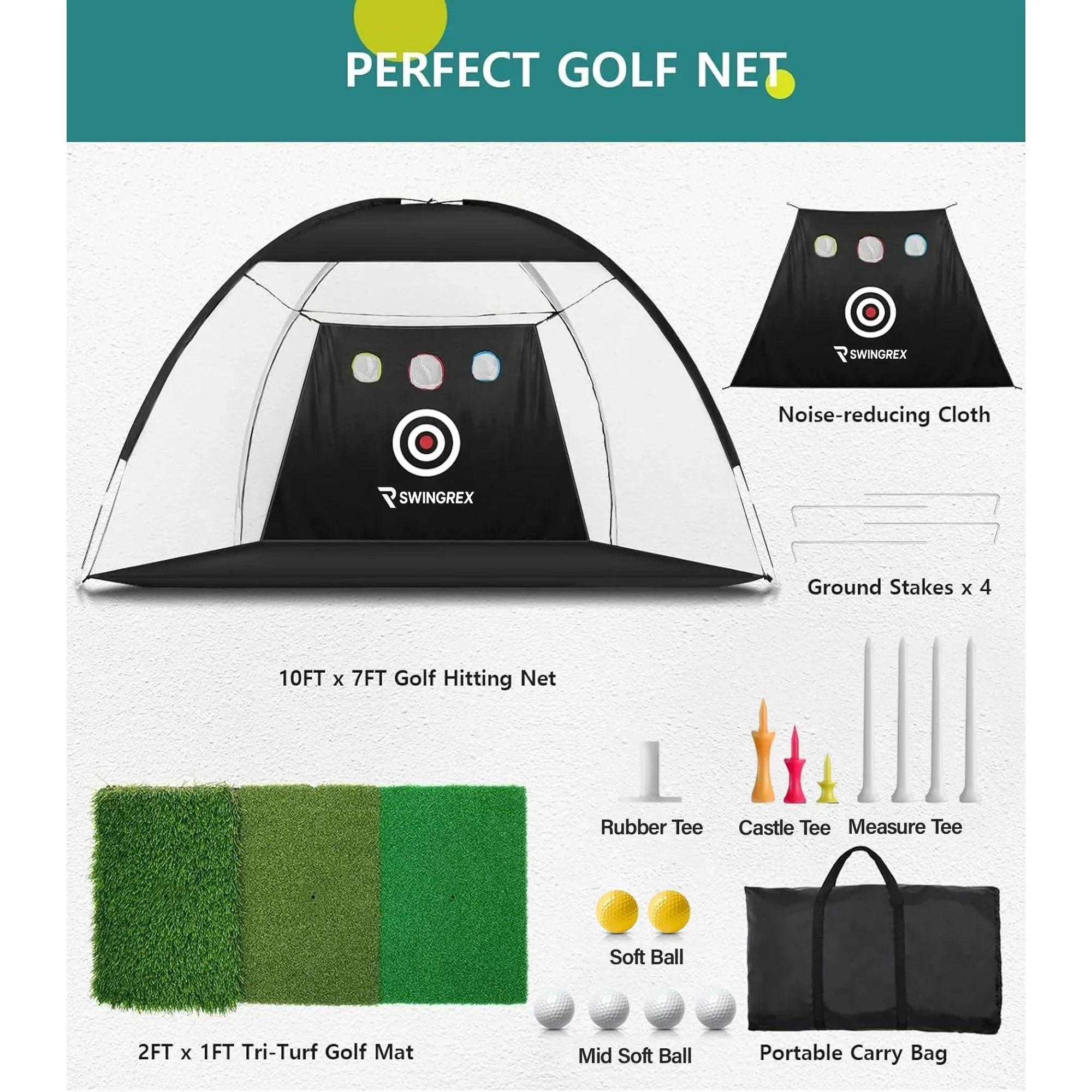 ダ*ス様 1piu1uguale3 GOLF BATTING TRACK SwingRex 10x7 Golf Practice Net – Golf Hitting Net for Backyard & Gara