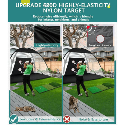 10x7FT Golf Practice Net with Mat & Target – Backyard Driving & Chipping Aid