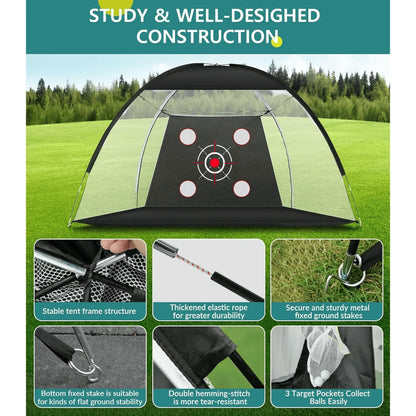 10x7FT Golf Practice Net with Mat & Target – Backyard Driving & Chipping Aid