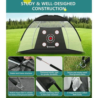 10x7FT Golf Practice Net with Mat & Target – Backyard Driving & Chipping Aid