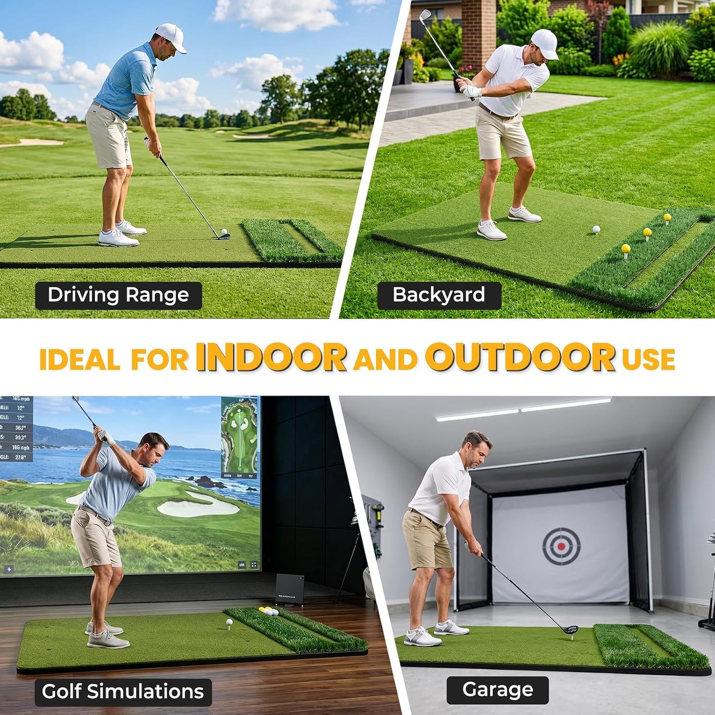 SwingRex 5x4FT Golf Practice Mat with Balls, Tees for Indoor & Outdoor Training