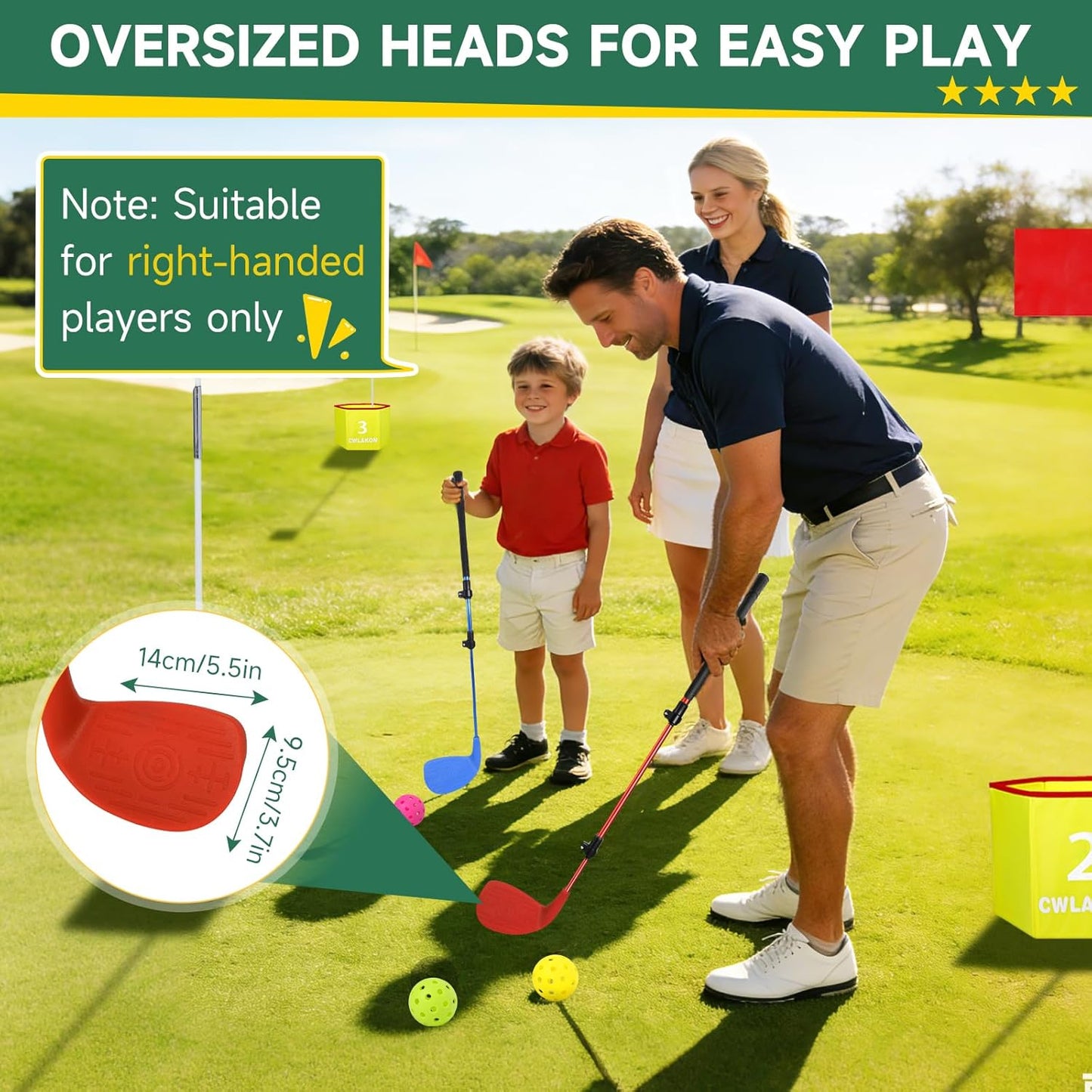 SwingRex™ Adjustable Backyard Golf Club Set – 2 Pack Oversized Clubs & Balls for Kids to Adults – Portable Yard Golf Game for Grass & Beach