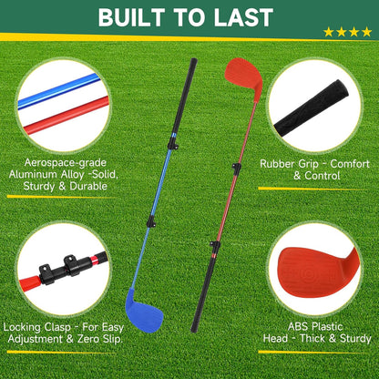 SwingRex™ Adjustable Backyard Golf Club Set – 2 Pack Oversized Clubs & Balls for Kids to Adults – Portable Yard Golf Game for Grass & Beach