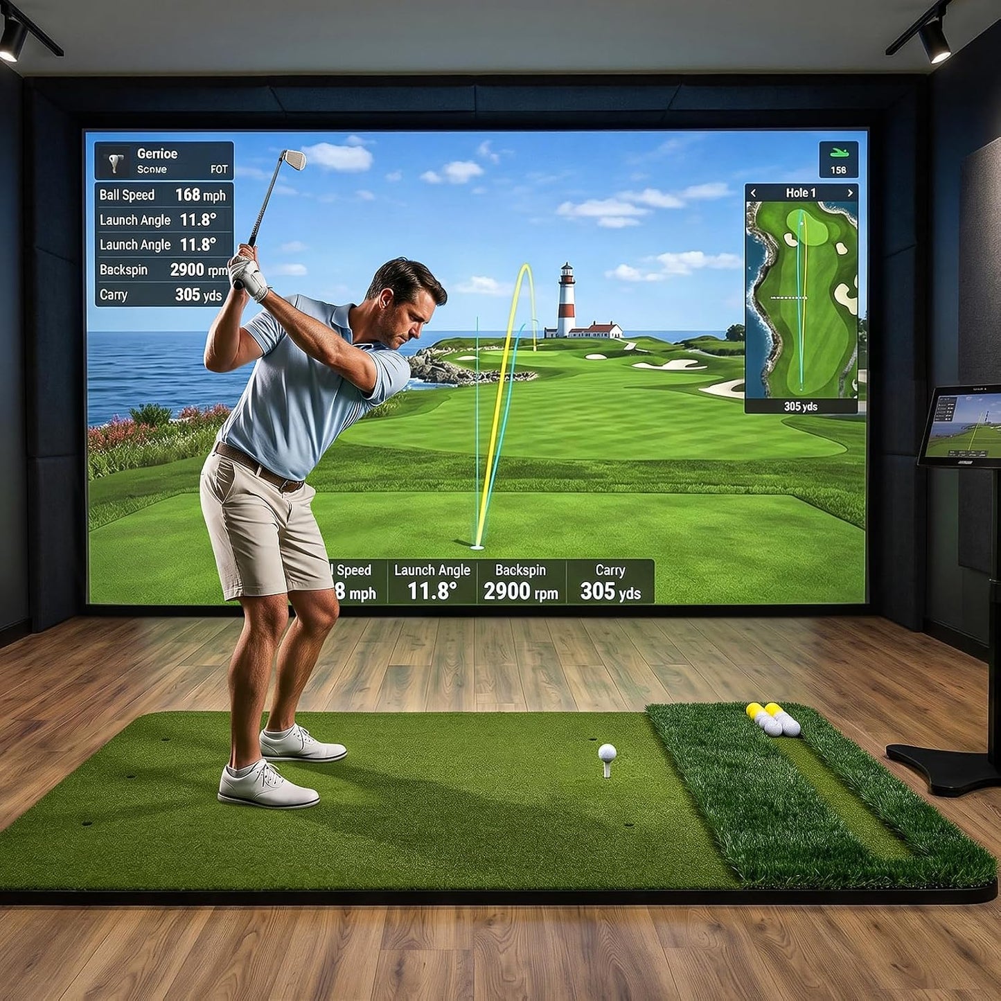 SwingRex 5x4FT Golf Practice Mat with Balls, Tees for Indoor & Outdoor Training