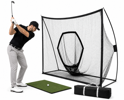 10x7 FT Golf Practice Net – Portable Indoor/Outdoor Golf Hitting Net with Carry Bag & Ground Stakes